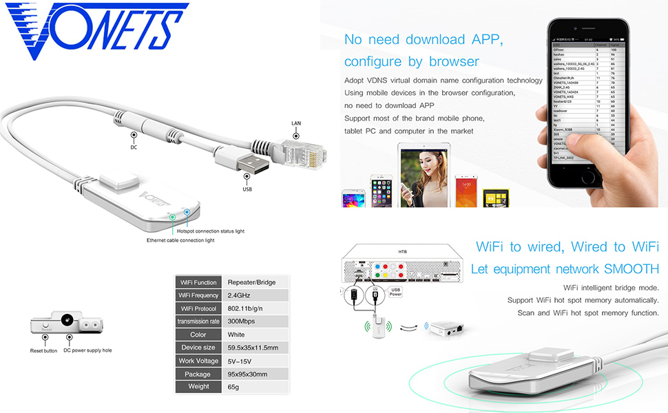 VAP11N300 Mini 2.4GHz WiFi Ripetitore Wlan Bridge
