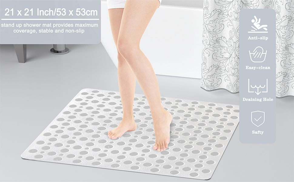 XIYUNTE Shower Mats Non Slip 21x21inches Square Shower