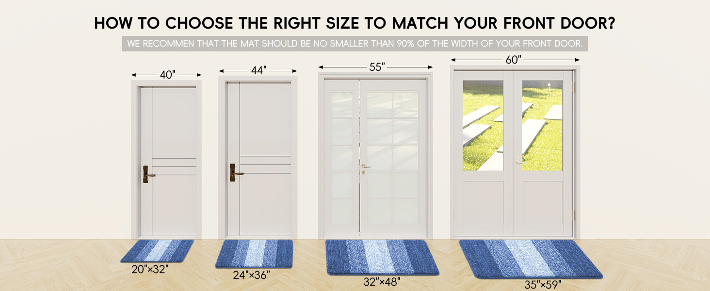 Grandaily Indoor Doormat, 32" x 40" NonSlip Mud Trapper Absorbent