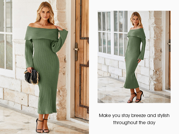 Amazon.com: Saodimallsu Womens Off Shoulder Maxi Sweater