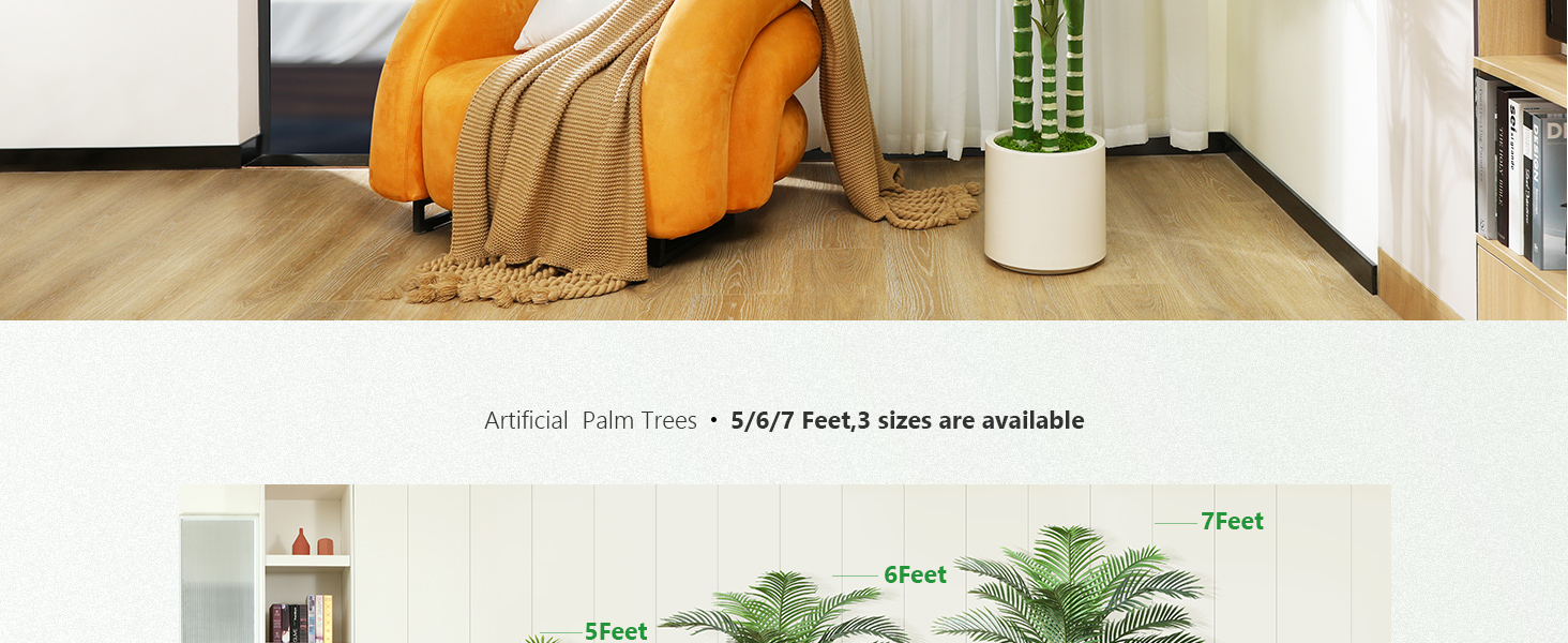 Fopamtri Artificial Areca Palm Tree 180 cm Fake Plants, Large Fake Tropical Palm Plants with White Planter Artificial Plants Indoor for Home Bedroom Office Balcony Garden Decorations 11 plam tree