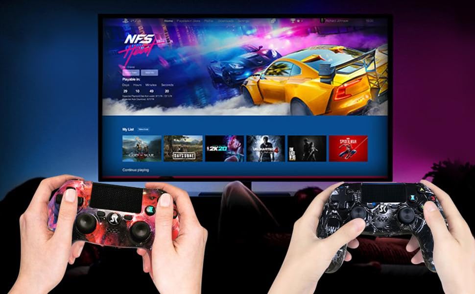 Amazon Com Ps4 Controller Wireless Orion Nebula Series Dual Vibration High Performance Gaming Controller For Playstation 4 Pro Slim Pc Legendary Edition Electronics