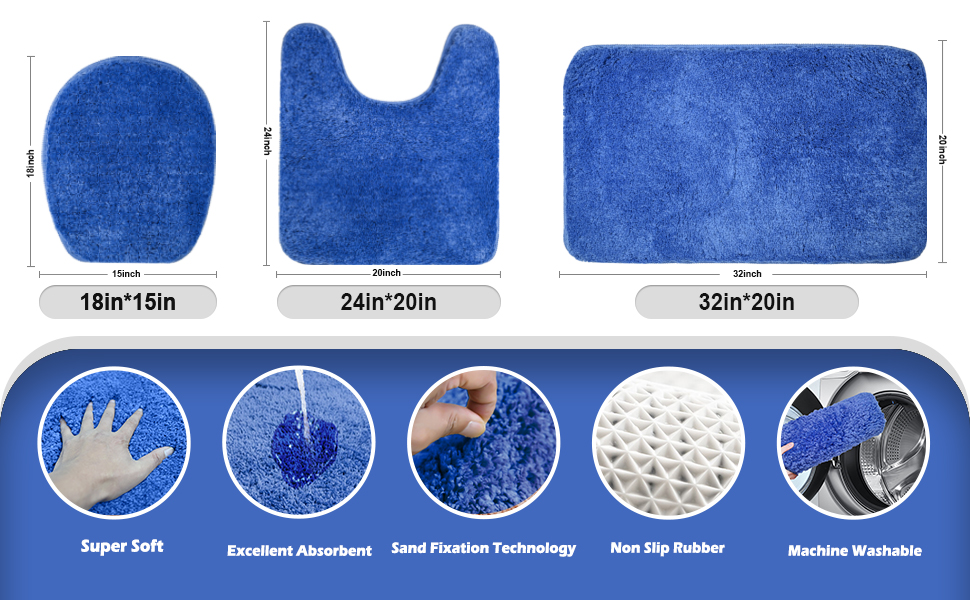 royal blue bathroom rug set