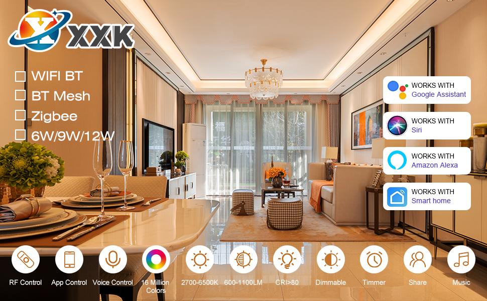 XXK RGB CCT Smart Recessed Lights 4 5 6 inch