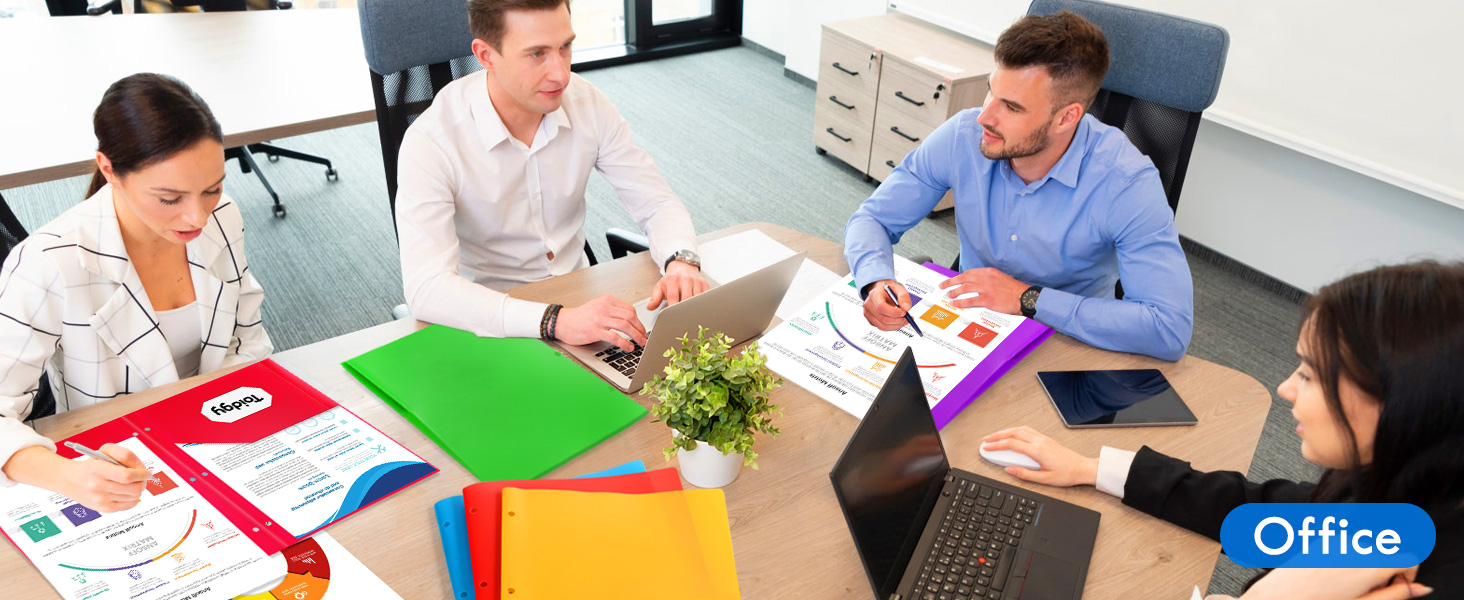 120 Pack 2 Pocket Folders with 3 Holes Punch, Plastic