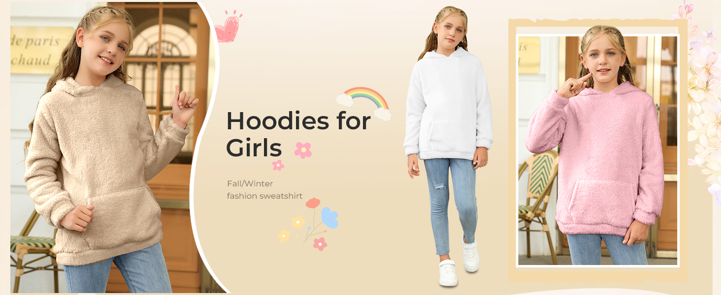 Girls Fleece Sherpa Hoodies