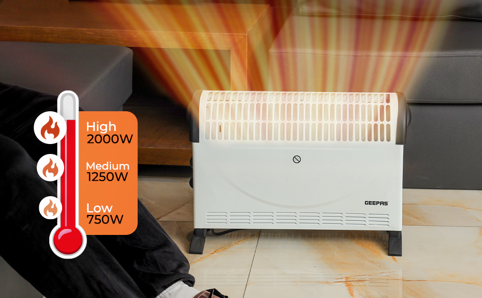Geepas 2000W Convection Heater, Pack of 2 Electric Convector Radiator