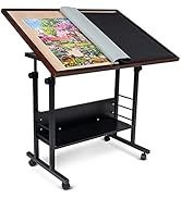 Becko US Jigsaw Puzzle Table Puzzle Board with Cover Tilting Table with Height Adjustment for Up ...