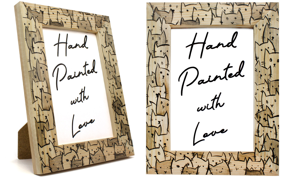 AEVVV Natural Wood 4x6 Inch Picture Frame for Cat Lovers