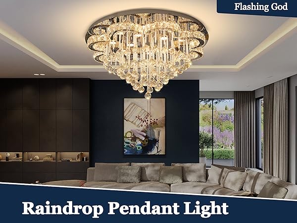 Crystal Style(クリスタイル) Crystal Ceiling Light Chandelier, Modern Flush Mount Crystal