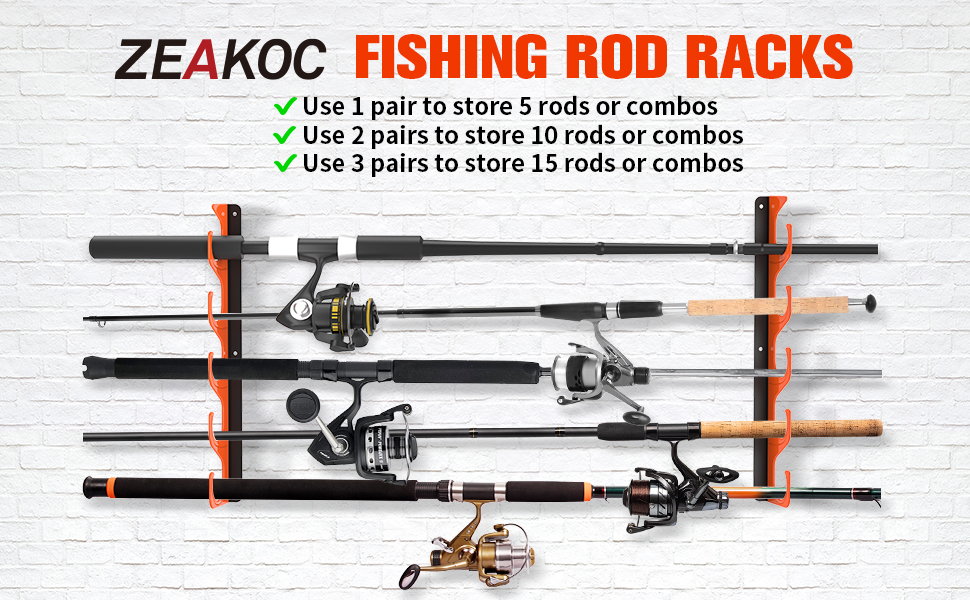 ZEAKOC Fishing Rod Holders, Rubber Coated Metal Fishing