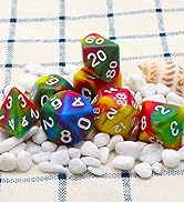PJOY Rainbow Adventure Dice Set 7PCS DND Polyhedral Dice with Velvet Bag for Dungeon and Dragons ...