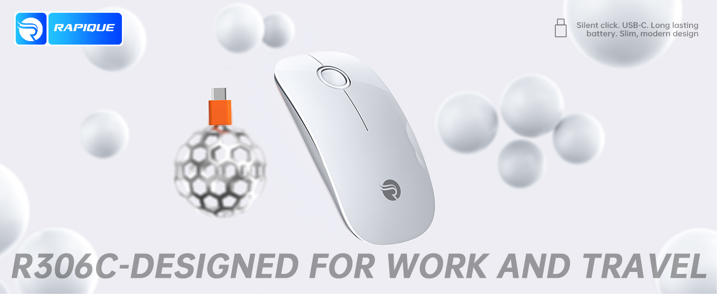 R306C USB C Wireless Mouse for Macbook, iPad, Chromebook