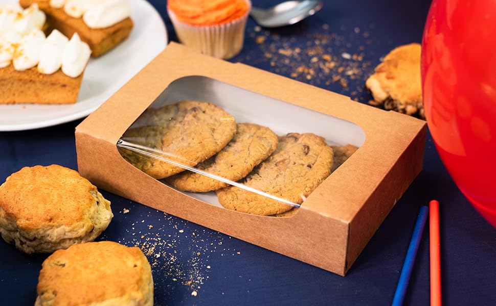 Culpitt Window Treat Box, Kraft Bown Large Bakery Boxes For Cookies