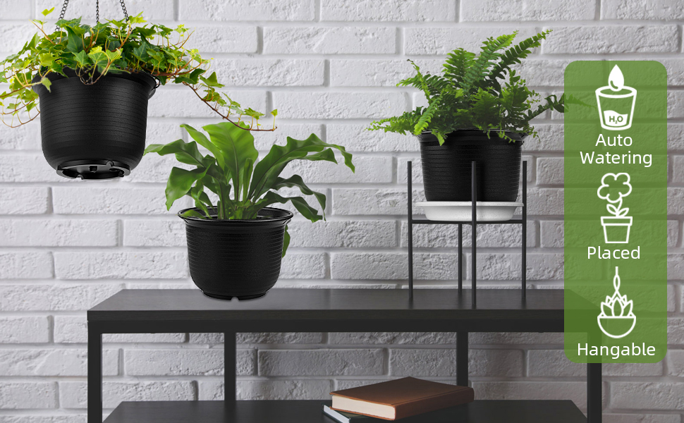 RUIOMII Self Watering Hanging Planters with Drainage Holes