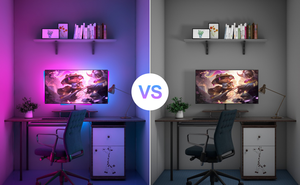 RGB Light Bar, 2 Pack Gaming Lights Color Changing USB Light Bar for PC