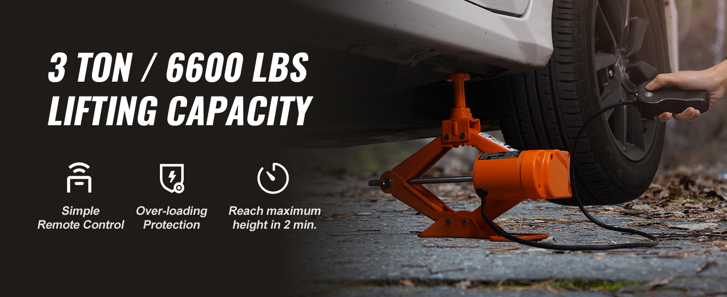 VEVOR Electric Car Jack, 3 Tons /6600 lbs 12V Electric