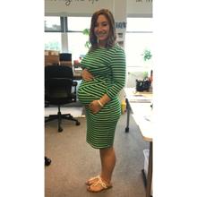 Women 3/4 Sleeve Striped Wear to Work Business Cocktail Pencil Dress