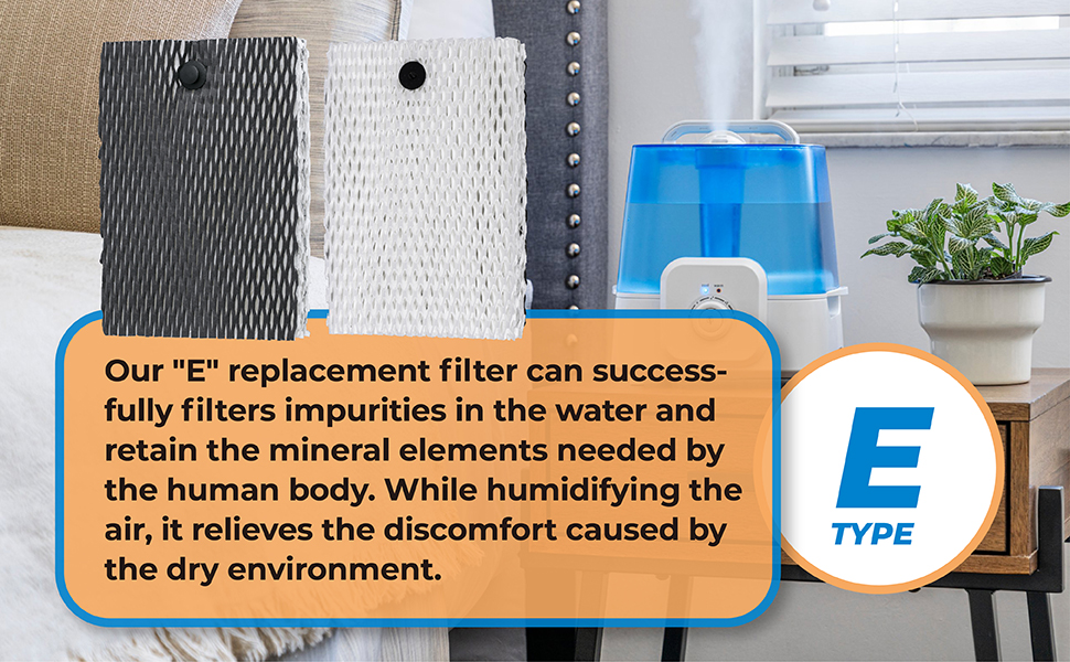 4 Pack Humidifier Wicking Filters Type E Replacement Compatible with