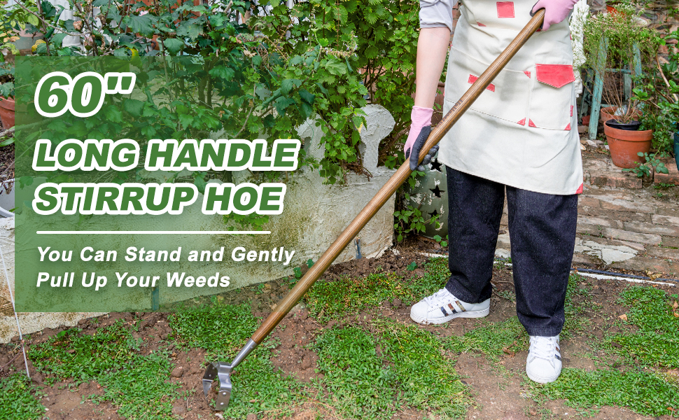 Hula Hoe Garden Tool, 60'' Stainless Steel Stirrup Hoe
