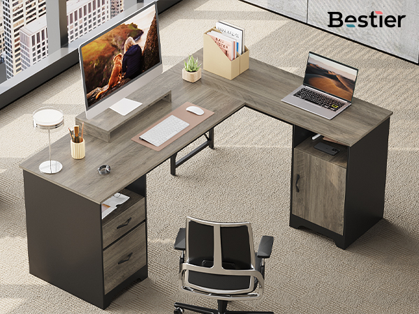 r*e様 ina_nameless stand & anulus & MoonR Amazon.com: Bestier L Shaped Desk with File Drawers, 63