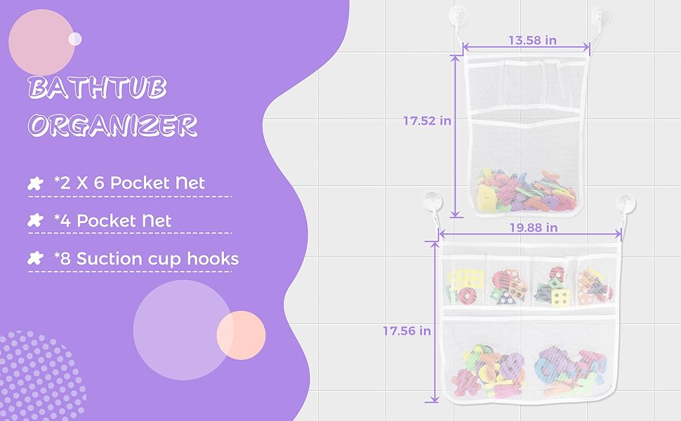 MoHern Bath Toy Storage for Bath Toys, 3PCS Bath Toy Holder