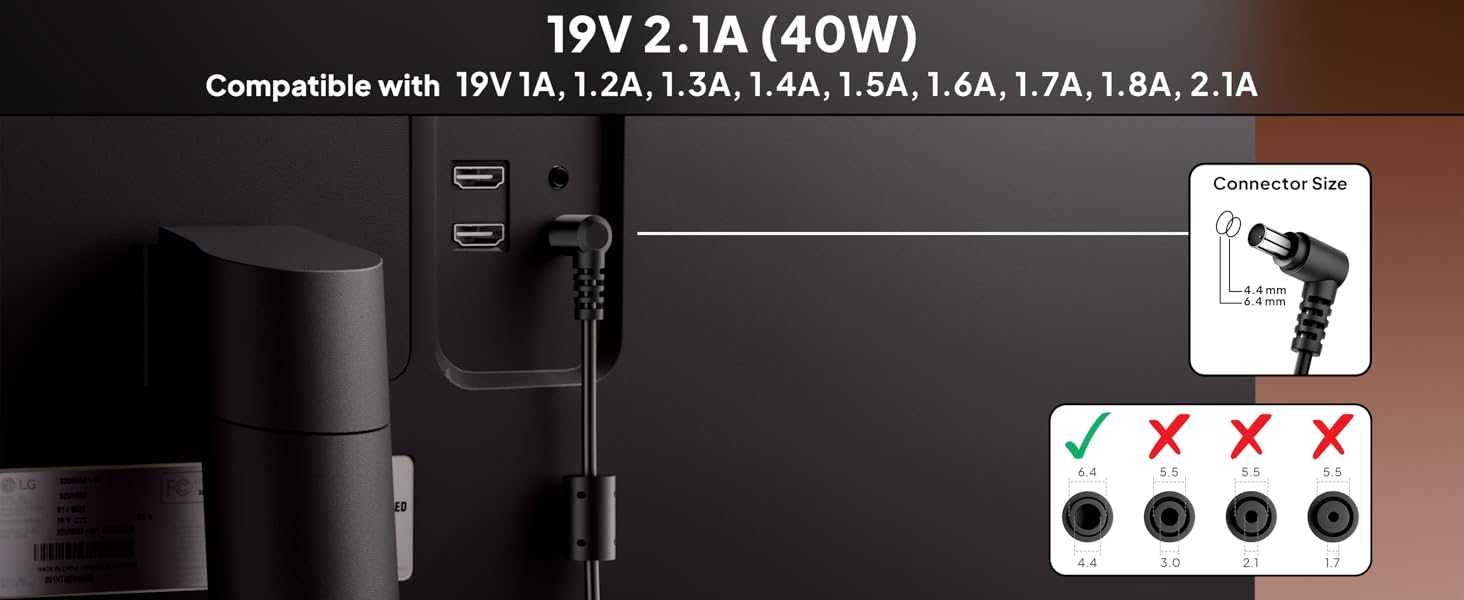 19V Adapter for Monitor 19V 2.1A Charger