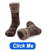 Non Slip Skid Winter Cozy Knit Fleece Lining Indoor Socks with Grips for Men