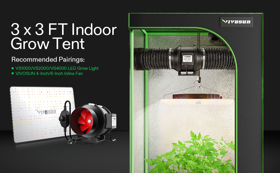 VIVOSUN 36"x36"x72" Mylar Hydroponic Grow Tent with Observation Window