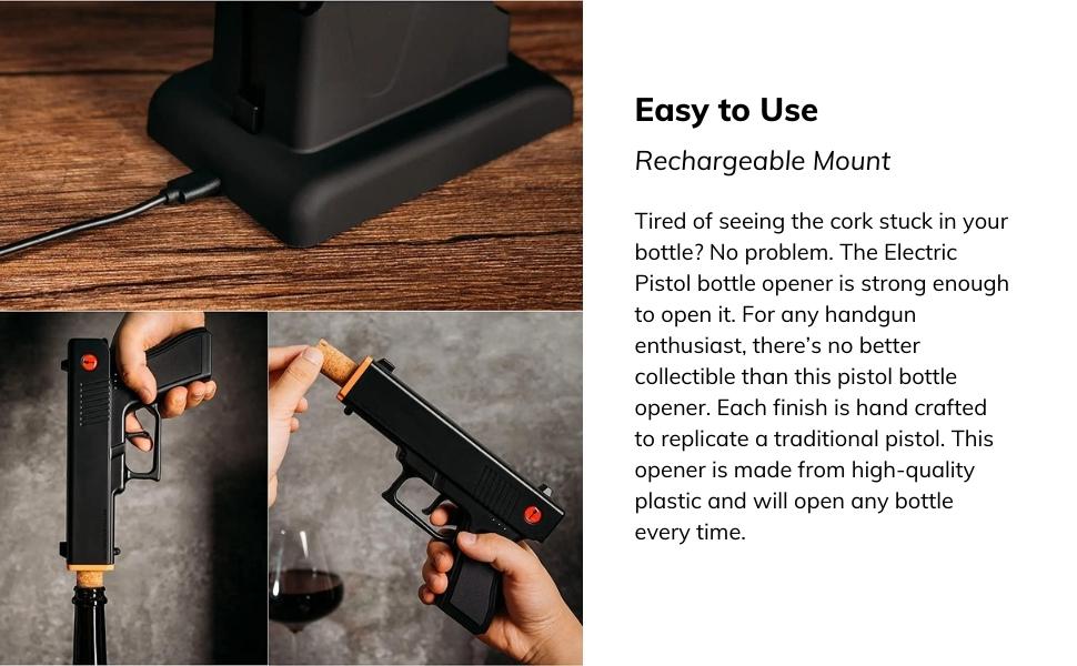 Electric Gun Wine Corkscrew Bottle Opener Rechargeable