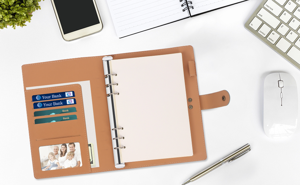 Toplive A5 PU Leather Notebook Binder Cover, 6 Ring A5 Binder with A5