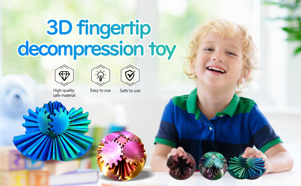 3D Printed Gear Ball Spin Ball Cube Fidget Toy