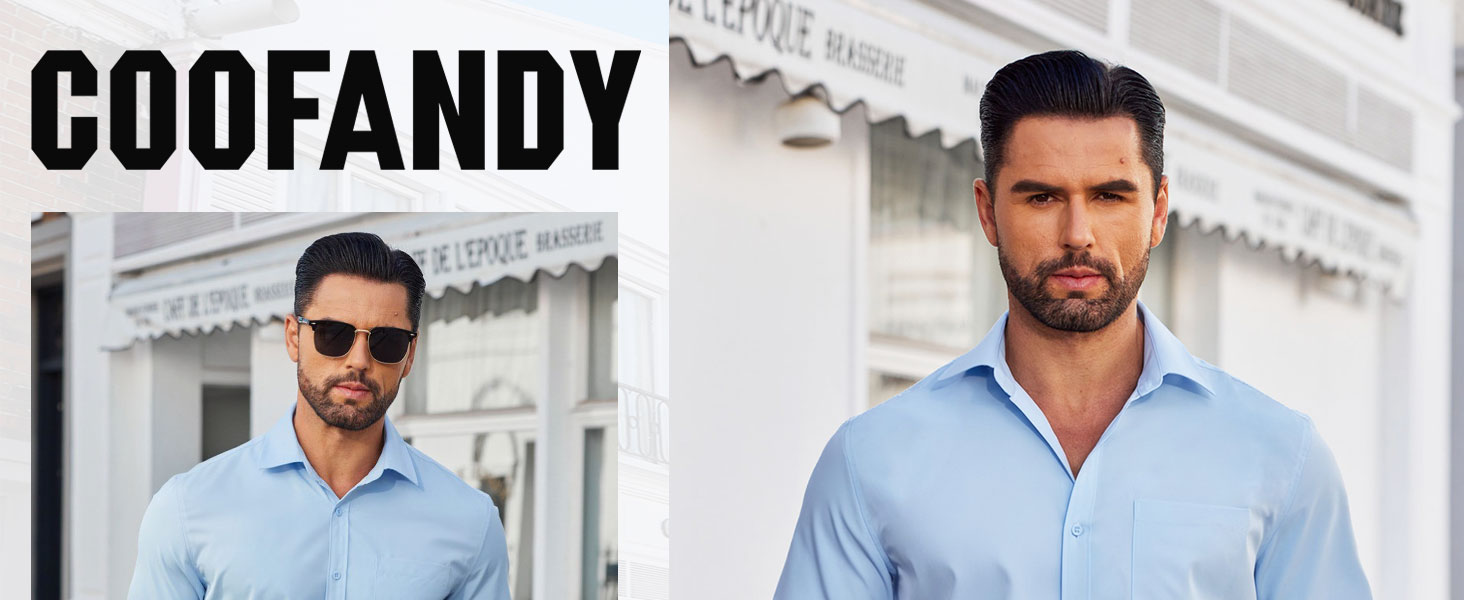 COOFANDY Mens Short Sleeve Dress Shirts Wrinkle Free Business Casual Button Down Shirt with Pocket