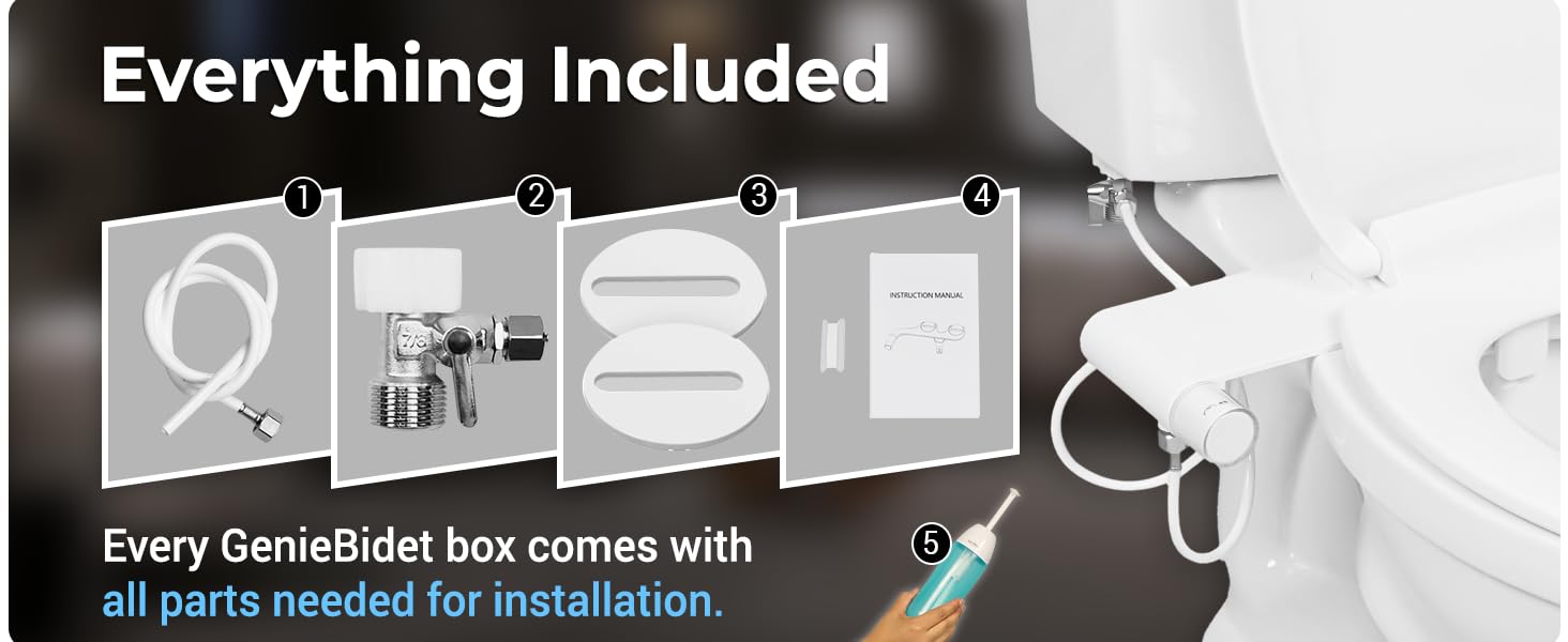 GenieBidet Rear & Feminine Ultra Thin Bidet Attachment for