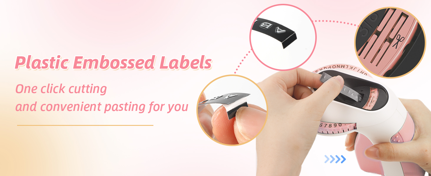 Memoqueen Pink Embossing Label Maker with 6 Tapes, Vintage Manual Label