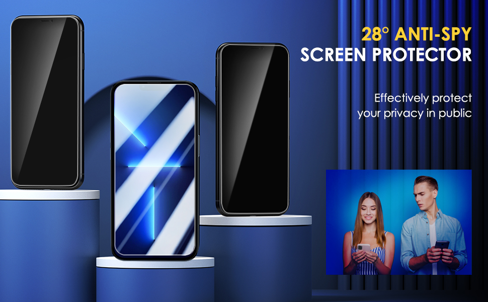 KUUBUUL for iPhone 13/iPhone 13 Pro/iPhone 14 Privacy Screen Protector, 2 Pack Tempered Glass