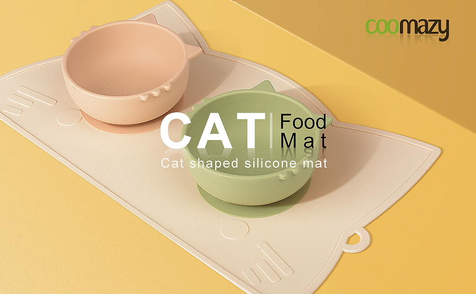 Coomazy Cat Food Mat, Silicone Waterproof Non Slip Pet Mat