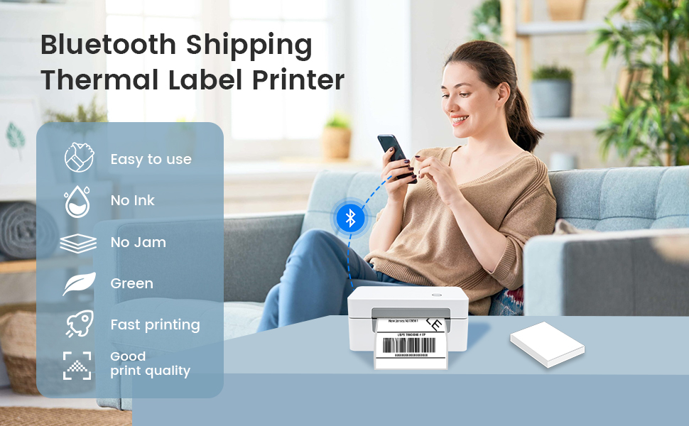 Shipping Label Printer 4x6 Bluetooth Shipping Printer for