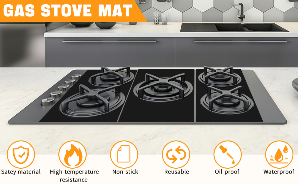 KIKIGOAL Gas Hob Covers for Gas Cookers, 3pcs Gas Hob Range Protectors