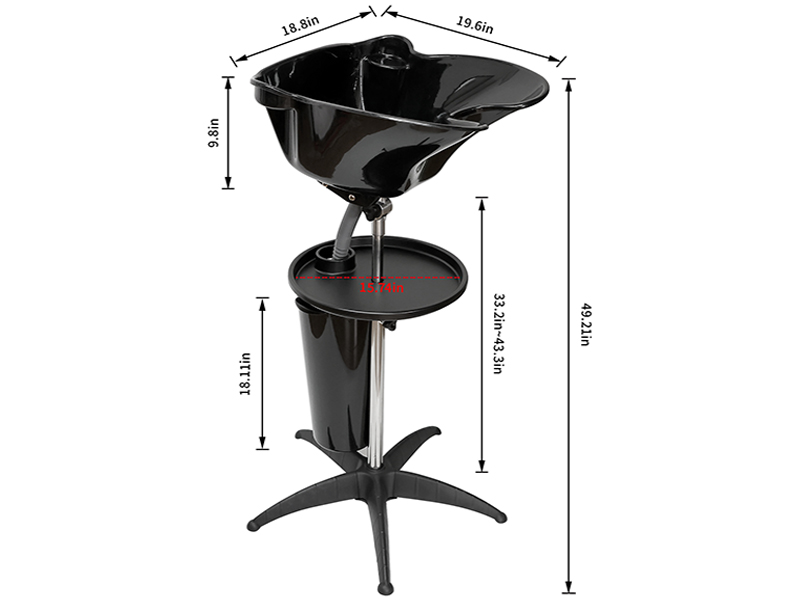 Portable Shampoo Bowl, Salon Wash Sink Bundle Unit Hair Washing Basin, with Bucket