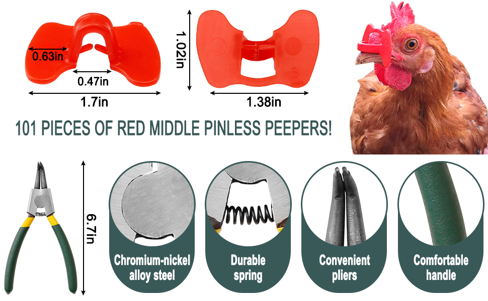 Aufind 101 Pieces Pinless Peepers with Pliers Set Chicken