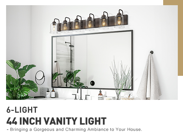 ゆゆ zeyu 44 Inch Farmhouse Bathroom Vanity Lights, 6-Light