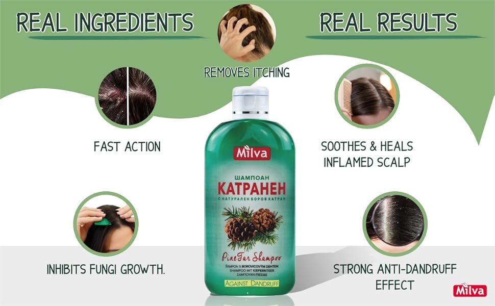 Milva Pine Tar Shampoo for Seborrheic Dermatitis 200ml Natural