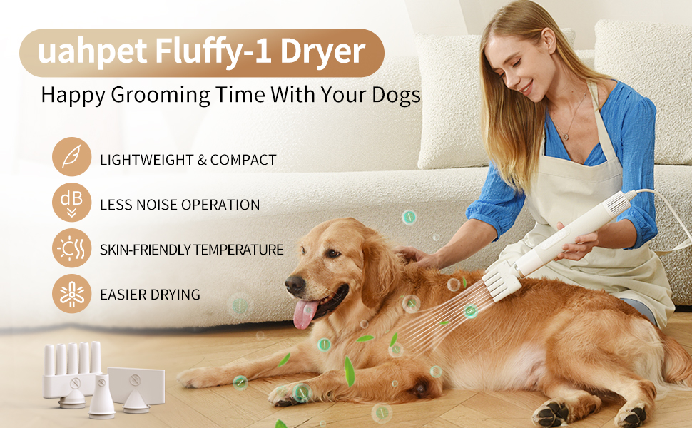 uahpet Pet Dryer for Dog, Portable Handheld Pet Grooming Hair Dryer
