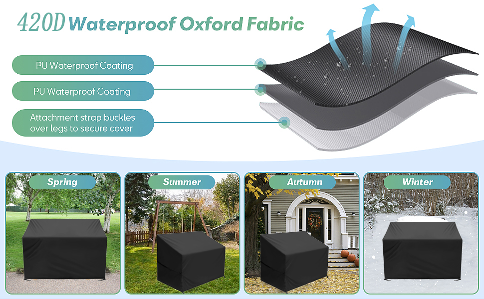SIRUITON 3 Seat Garden Bench Cover 420D Waterproof Oxford Fabric Rip