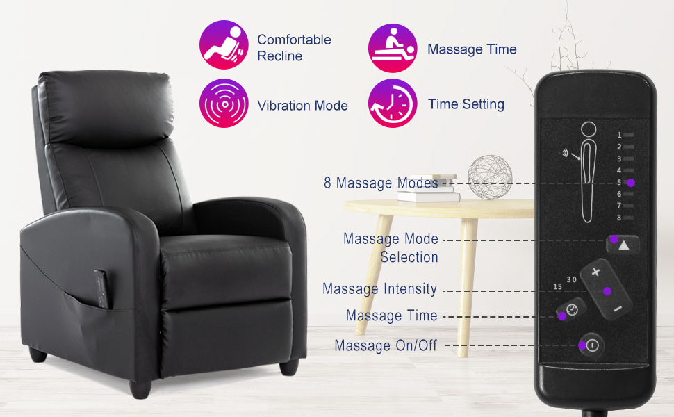 black recliner zonzio