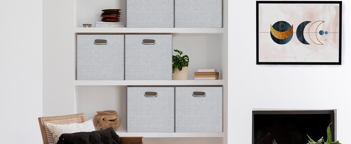 Posprica 15x12x12 Storage Cube Bins, Linen Decorative