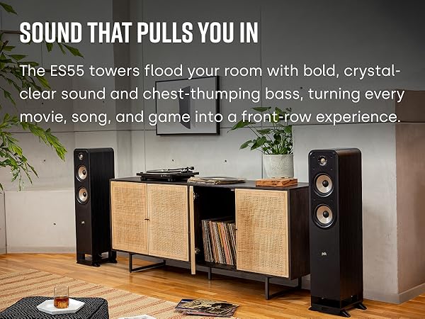 Polk ES55 スピーカー ブラウン (1/2) Polk Audio - ES55/BRN/ブラウン（1本）フロアスタンディング