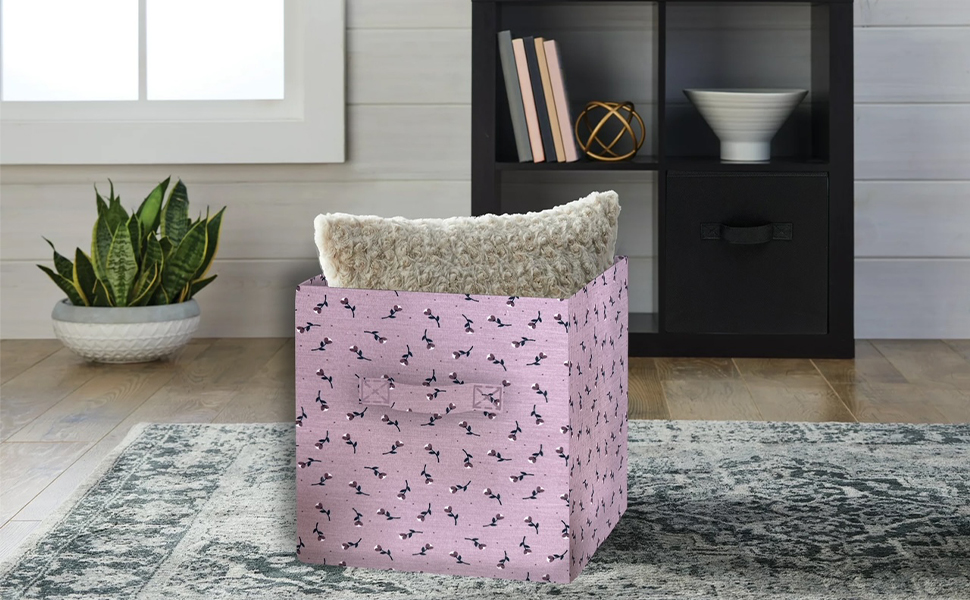 Somer Field Set of 4, Storage Box (In 04 Different Designs) Fabric Foldable Storage Cube Boxes