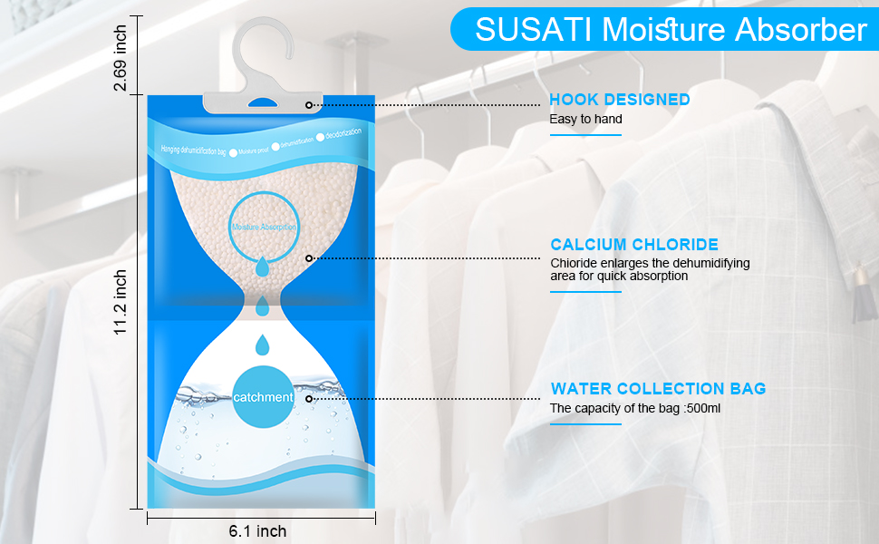 SUSATI Moisture Absorbers 5 Pack, Hanging Moisture Absorber